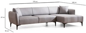 Jasnoszara sofa narożna Belissimo, narożnik prawy – Balcab Home