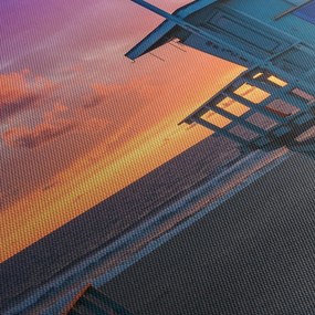 Obraz z plaży Santa Monica (z zegarem) (90x30 cm)