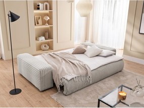 Jasnoszara sztruksowa rozkładana sofa ze schowkiem 260 cm Justin – Ropez