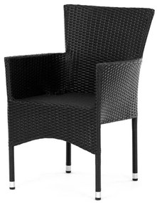 Autronic Krzesło ogrodowe, metal, polyratan,czarne, AZC-S2117 BK