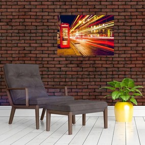 Obraz na szkle - czerwona budka telefoniczna w Londynie (70x50 cm)