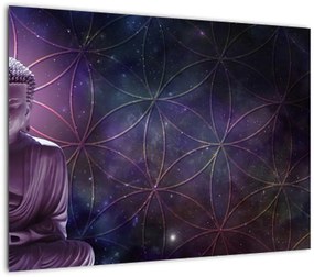Obraz - Budda z kwiatami życia (70x50 cm)