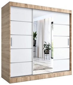 Szafa przesuwna 200 cm dąb sonoma + biały D9-Z41