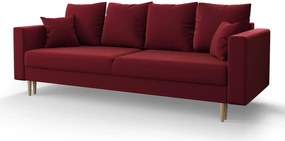 Bordowa welurowa sofa rozkładana A9-T86