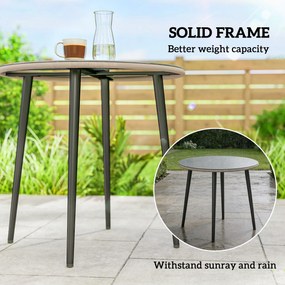 Outsunny Stół ogrodowy stalowy z rantem z PE-rattanu, regulowane nóżki, dla 4 osób, 80 x 80 x 74 cm, szary | Aosom PL