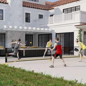 Przenośna sieć do pickleballa SPORTNOW, metalowy stelaż, siatka z tkaniny, z torbą transportową, Żółty