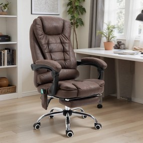 Vinsetto Masujący Fotel Biurowy z Funkcją Leżenia i Ogrzewania, Obrotowy, Ergonomiczny, do 120 kg, Brązowy