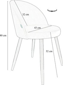 Krzesło TRIX tkanina Welur noga metalowa : Kolor nogi - Czarna profil, Kolor tkaniny - VELVET - MG50, Typ siedziska - Siedzisko obrotowe 360°