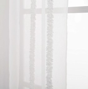 Biała zasłona TASMA ze wzorem 140x250 cm Zawieszanie: Metalowe pierścienie