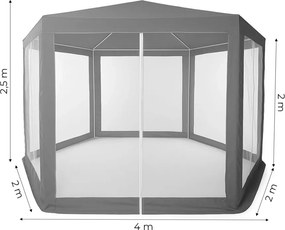 Pawilon ogrodowy, handlowy 2x2x2 m z moskitierą Gardiva N-GY, szary