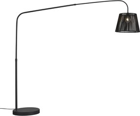 Japandi Zewnętrzna Lampa Podłogowa Czarna z Abażurem z Liny IP44 - Arc Jayla