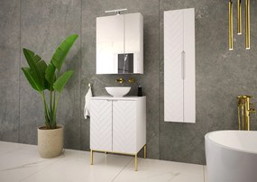 Szafka pod umywalkę nablatową Aspen 09, biały mat/złoty, 60 cm - zestaw 1