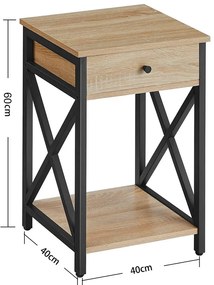 Industrialny stolik nocny z szufladą dąb sonoma dąb sonoma