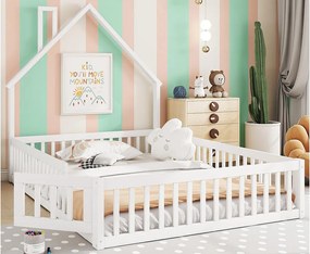 Łóżko dziecięce 140x200cm z litego drewna - z stelażem na listwy - Białe