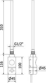 Mexen Eros grzejnik elektryczny 1200 x 318 mm, 300 W, chrom - W112-1200-318-2300-01