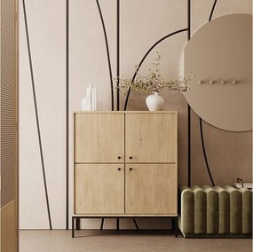 Komoda wysoka WENA, 4 drzwi, bez szuflad, Gaja, 100x120x40 cm, Dąb Cremona Gaja