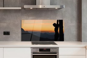 Szklany Panel Ukrzyżowanie o Zachodzie Słońca