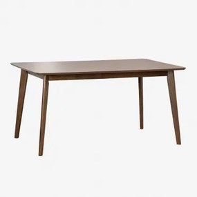 Prostokątny Stół Jadalniany Z Mdf I Drewna Kauczukowego Kerhen Ciemne Drewno & 150 X 90 Cm - Sklum