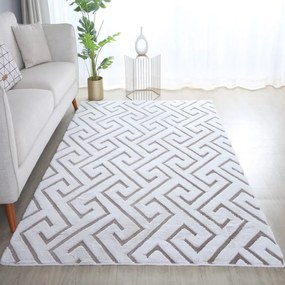 Dywan-pluszowy 3D Vision biało-beżowy 80 cm x 150 cm