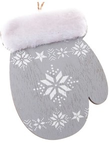 Zestaw 2 wiszących szarych ozdób z drewna w kształcie rękawicy Dakls, wys. 10,7 cm