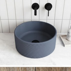 Massi Umywalka betonowa nablatowa okrągła bez otworu na baterię 37 cm VIJA | różne kolory : Kolor - Niebieski denim