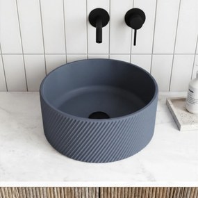 Massi Umywalka betonowa nablatowa okrągła bez otworu na baterię 37 cm VIJA | różne kolory : Kolor - Niebieski denim