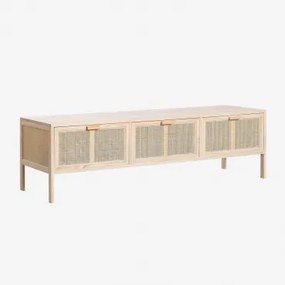 Szafka Rtv 135x45 Cm Z Rattanu I Drewna Reyna Brąz Drewna - Sklum