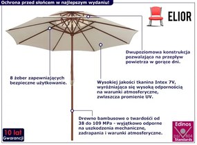 Kremowy Parasol Ogrodowy Z Drewnianym Słupkiem Jasaro 22X