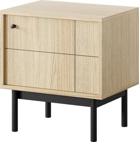 Szafka nocna w stylu loftowym Japandi S54, dąb linea