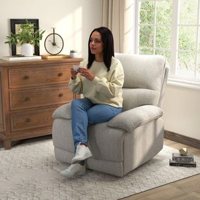 HOMCOM Fotel relaksacyjny z funkcją leżenia i podnóżkiem do 160 kg jasnoszary 89x98x101 cm | Aosom PL