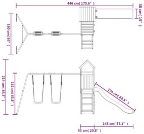 Plac zabaw do ogrodu ze zjeżdżalnią i huśtawkami S5-F38