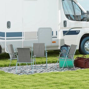 Outsunny Krzesło ogrodowe składane krzesło kempingowe, 53 cm x 54 cm x 76 cm, Szary + Srebrny