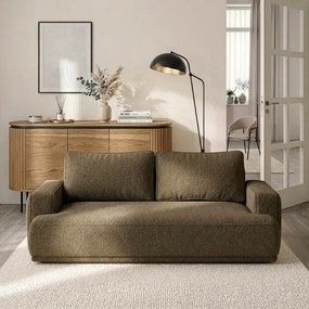 Sofa z Funkcją Spania CAMELIA Brązowa Boucle Nowoczesna