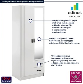 Biała skandynawska szafa z lustrem F2-L27