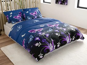 PrzytulneMieszkanie.pl PrzytulneMieszkanie.pl Pościel z mikropluszu VIOLET BUTTERFLY ciemnoniebieska Rozmiar pościeli: 70 x 90 cm | 140 x 200 cm