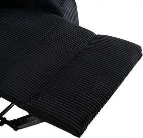 Fotel Rozkładany z Podnóżkiem TORRES Czarny Sztruksowy Nowoczesny