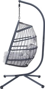 Autronic Fotel wiszący, metal, polyratan, szary, AZ-V 1269GREY