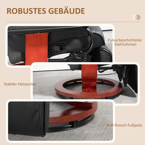 HOMCOM Obrotowy fotel relaksacyjny z funkcją leżenia, do 150 kg, obicie ze skóry ekologicznej, stelaż stalowy, Brązowy