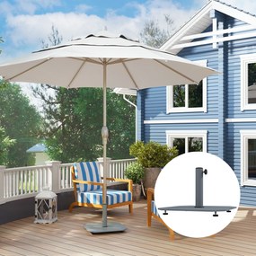 Outsunny Podstawa Parasola z Metalu 18,5 kg na Kółkach, Kwadratowy Uchwyt dla Parasoli 32/38/48mm