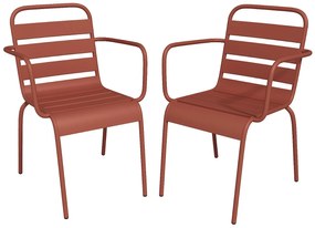 Zestaw 2 metalowych foteli ogrodowych ustawianych w stosy - Terakota - MIRMANDE