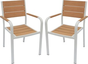 Zestaw 2 aluminiowych, składanych foteli ogrodowych - Jasny naturalny i biały - NYROS od MYLIA