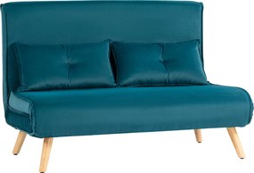 HOMCOM 2-osobowa sofa rozkładana, łóżko sofa, transformowalna kanapa, regulowane oparcie, materiał obiciowy, stalowy stelaż, zielona