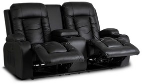 Sofa Rozkładana Dwuosobowa ALPINE Czarna Ekoskóra Nowoczesna do Salonu