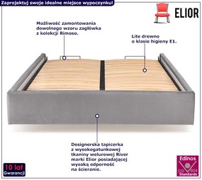 Szary korpus łóżka tapicerowanego welurem Z0-K32