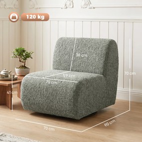 HOMCOM Fotel obrotowy lounge w stylu Chenille, szerokie siedzisko, do salonu i sypialni, Szary | Aosom PL