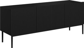 Szafka RTV Nicole 150 cm na metalowych nogach z szufladą - czarny mat / czarne nóżki