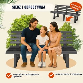 Ławka ogrodowa ORCHIDEA, 145x49x74cm, antracytowa I.P.A.E-Progarden