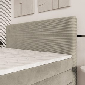 Masseno Łóżko kontynentalne MATERN z pojemnikiem na pościel 140x200 cm - Beżowy, POSO 02 + PAROS 02