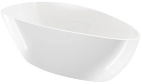 Wanna wolnostojąca MISTE owalna biała z konglomeratu 160 x 70 cm bez przelewu cienki rant | Różne kolory korków : Kolor korka - Biały