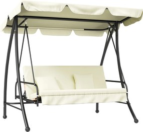 Outsunny Huśtawka ogrodowa z funkcją leżanki, 3-osobowa, Metal+Poliester, 200 x 125 x 170 cm, Biała
